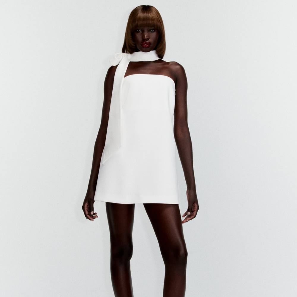 Zara white choker mini dress